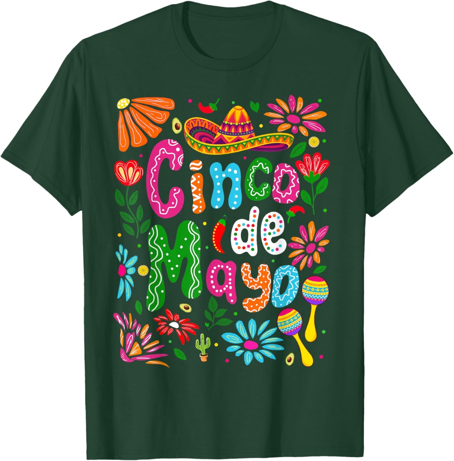 Let's Fiesta Cinco De Mayo Shirts Men Women Kids Mexican T-Shirt - T-Shirt | Forest