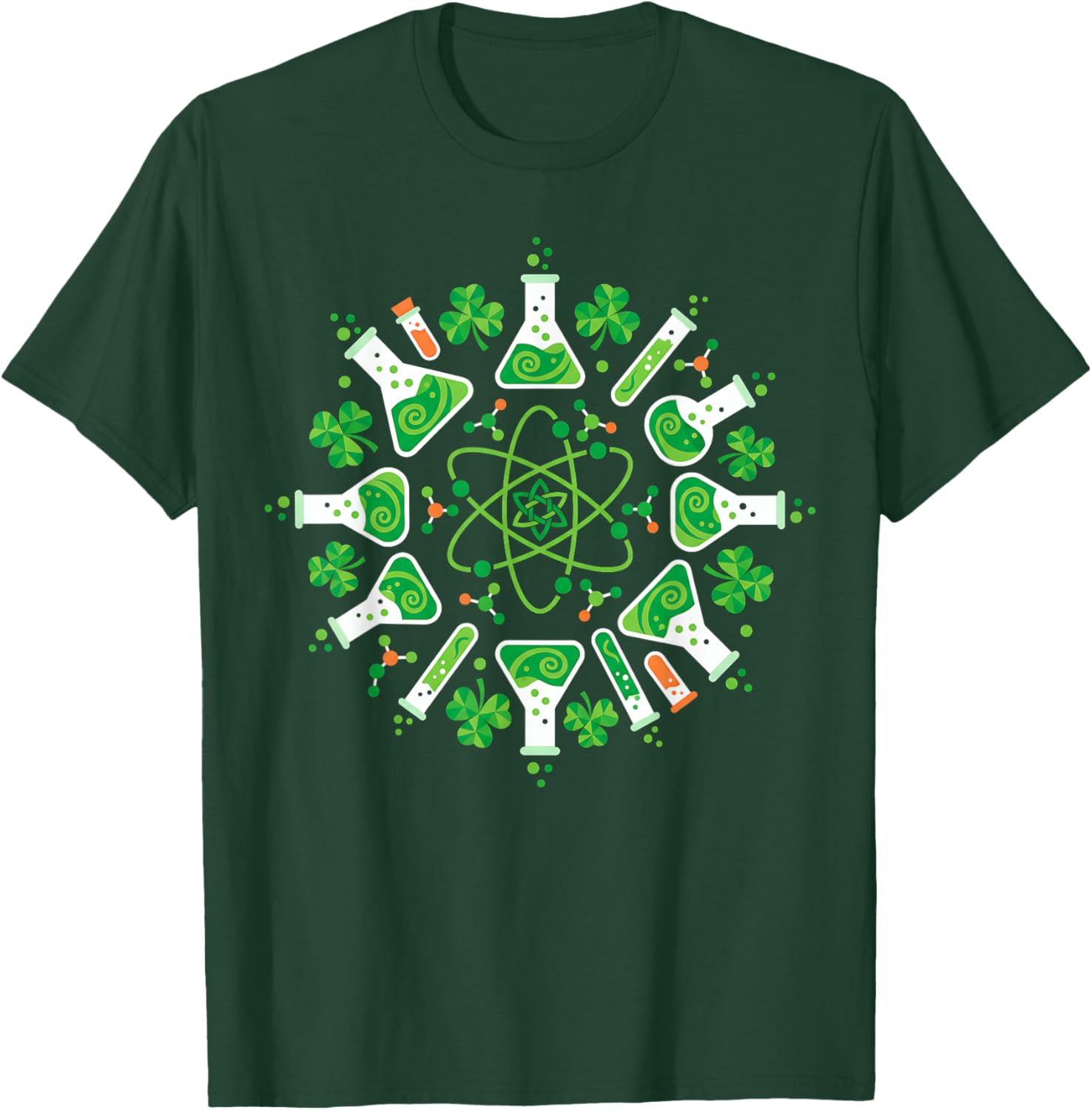 Chemistry Shamrock Scientist St Patricks Day Science Teacher T-Shirt - T-Shirt | Forest