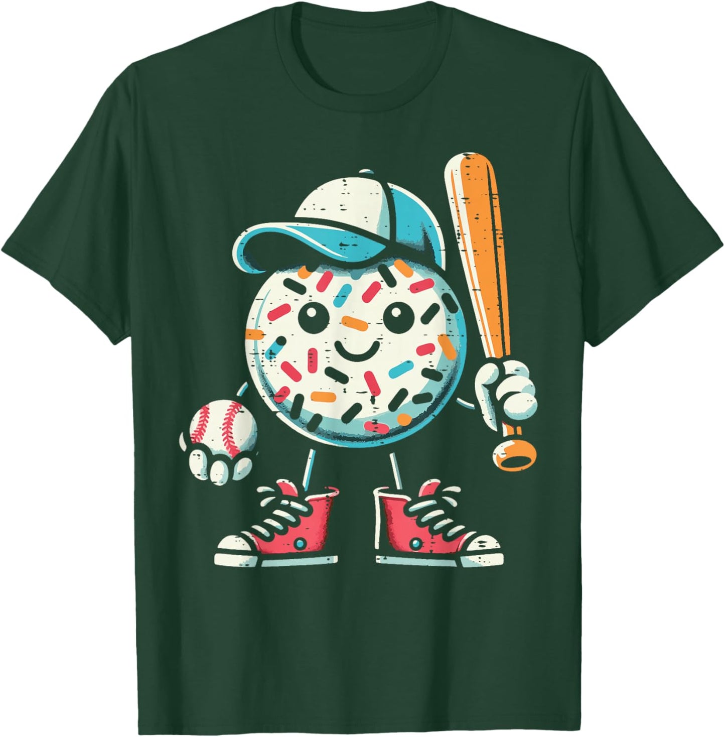 Donut Baseball Hat Ball Bat Cute Sport Toddler Boys Kids Men T-Shirt - T-Shirt | Forest