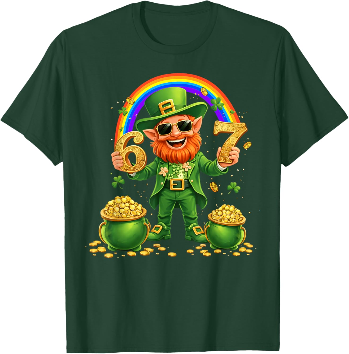 St Patricks Day Leprechaun Rainbow Funny 67 Boy Girl Irish T-Shirt - T-Shirt | Forest