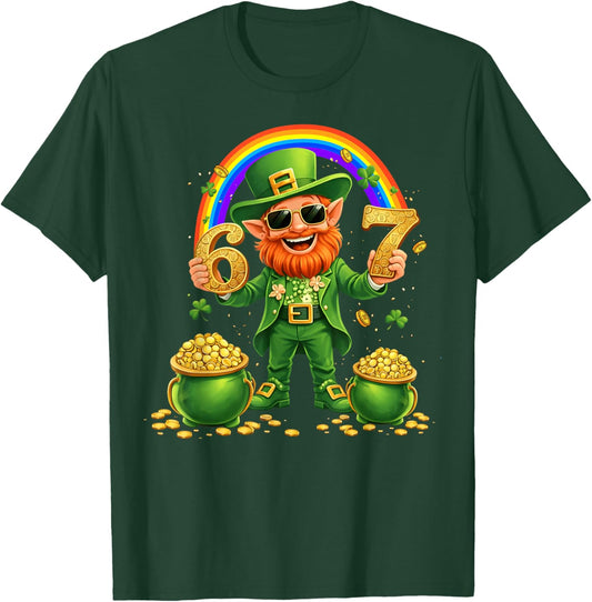 St Patricks Day Leprechaun Rainbow Funny 67 Boy Girl Irish T-Shirt - T-Shirt | Forest