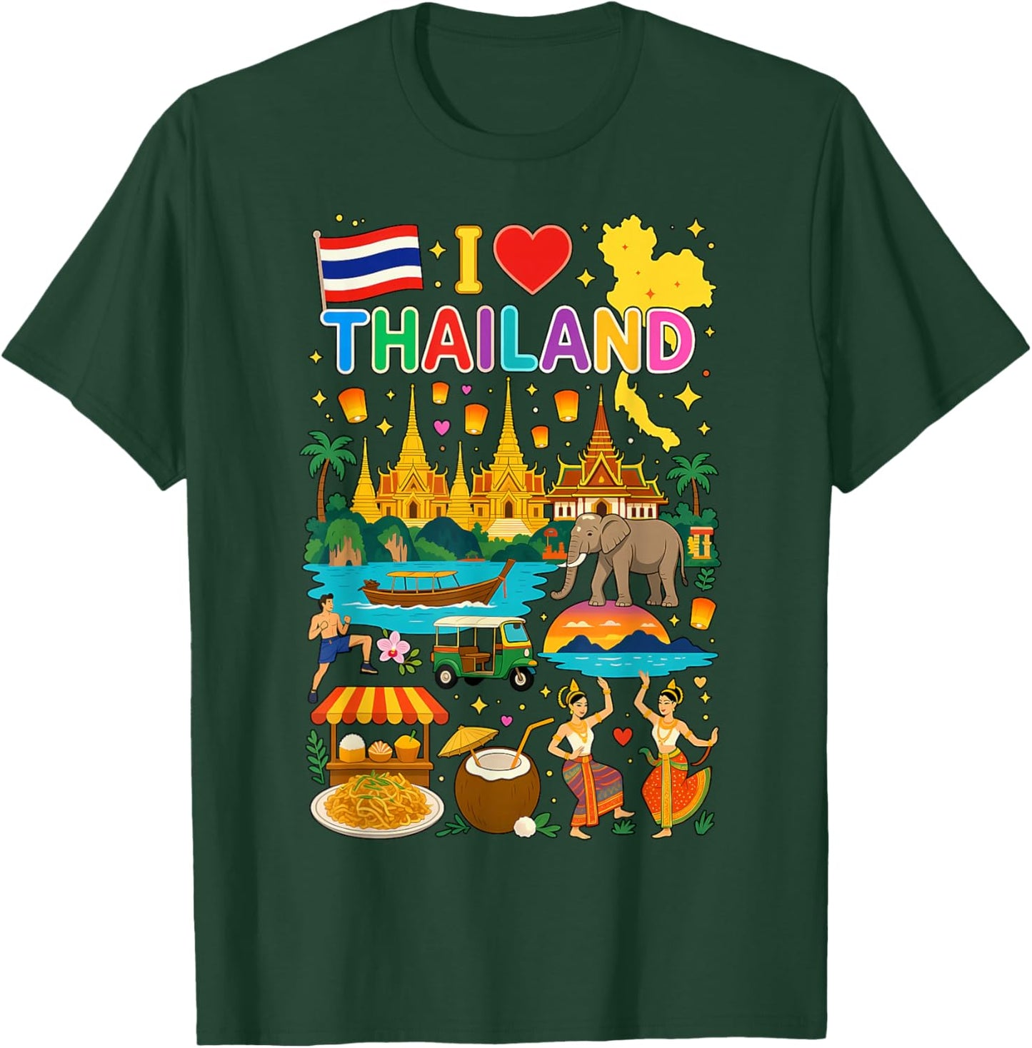I Love Thailand Travel Thai Culture T-Shirt - T-Shirt | Forest