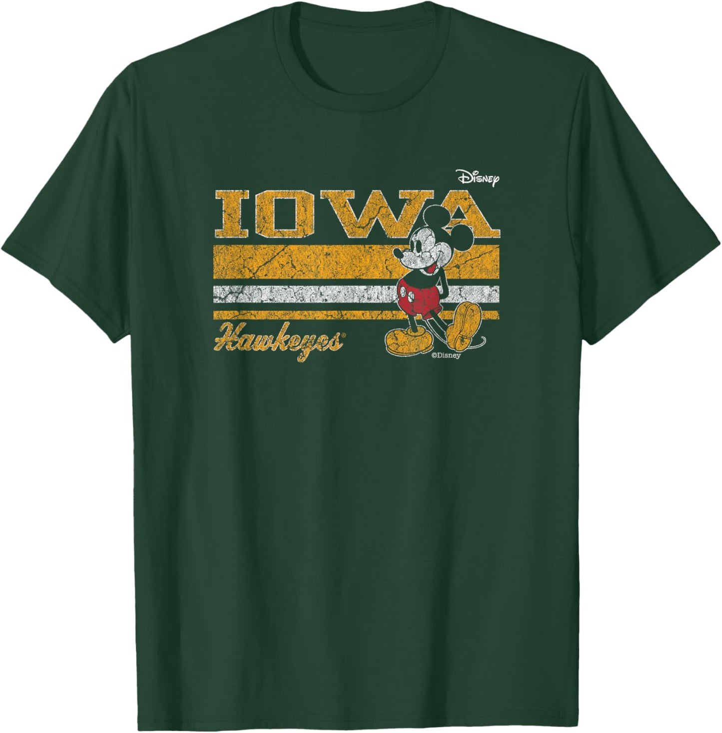 Iowa Hawkeyes Mickey Mouse Vintage Black Officially Licensed T-Shirt - T-Shirt | Forest