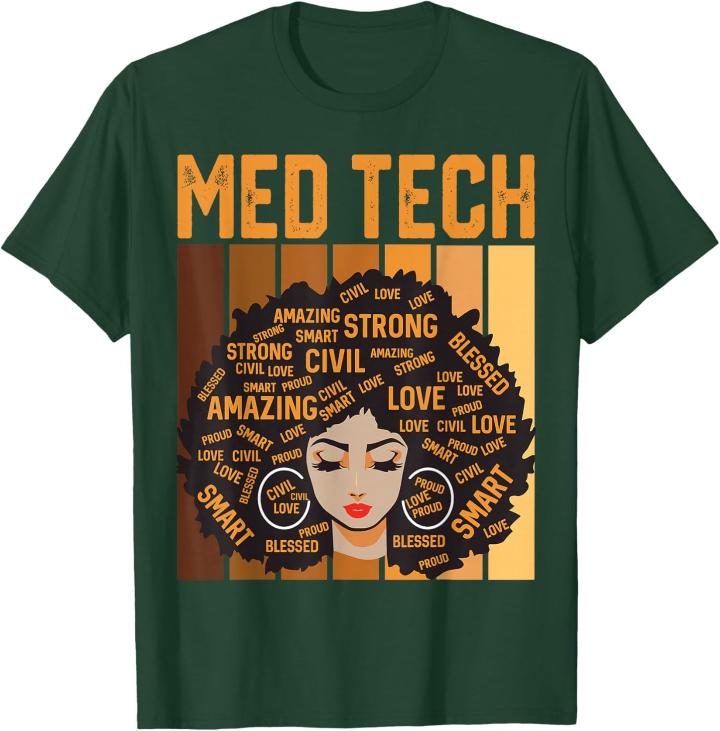 Med Tech Powerful Black History Month Black Pride Design T-Shirt - T-Shirt | Forest