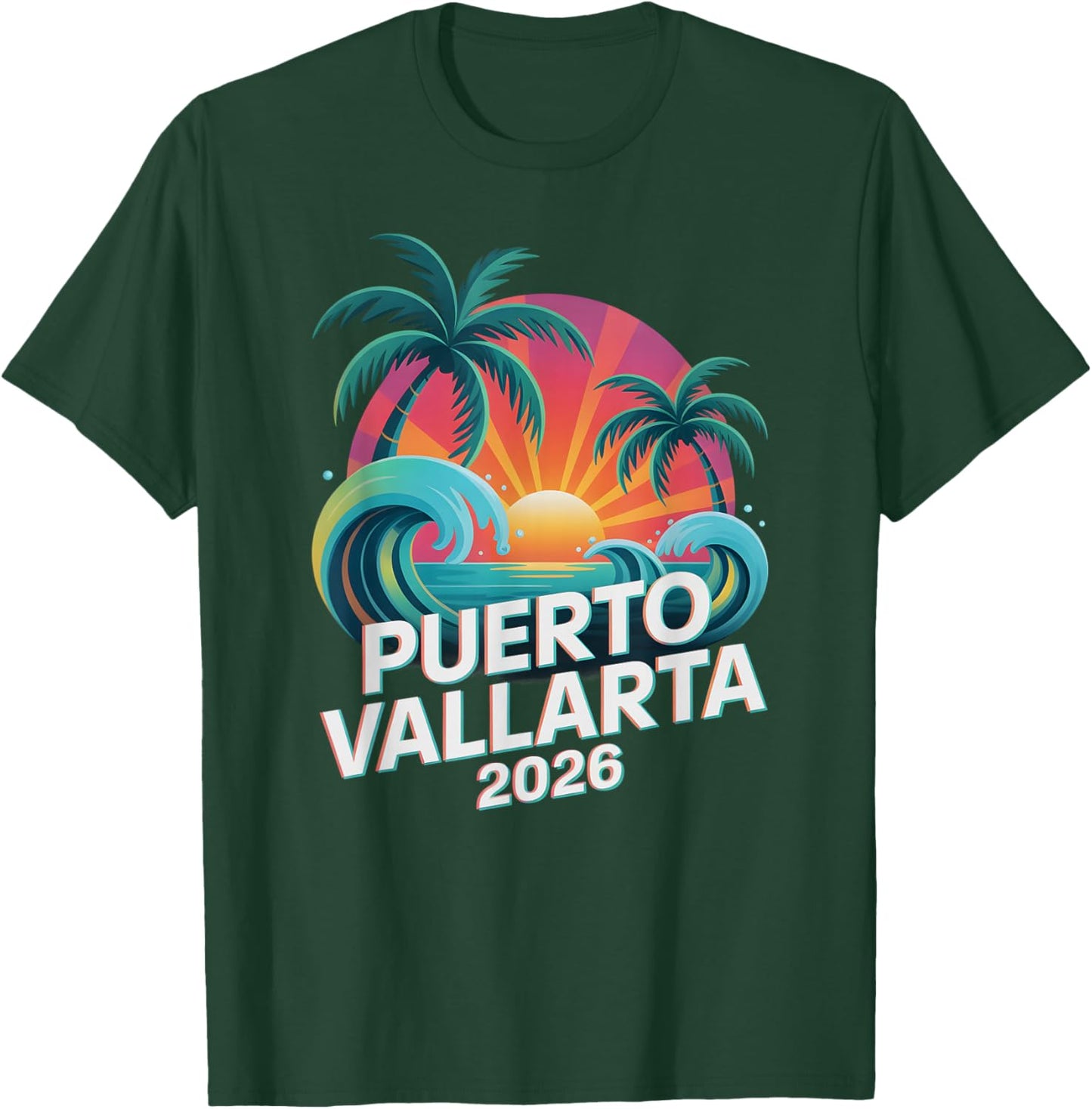 Vintage Puerto Vallarta 2026 Vacay Best Ever Vacation T-Shirt - T-Shirt | Forest