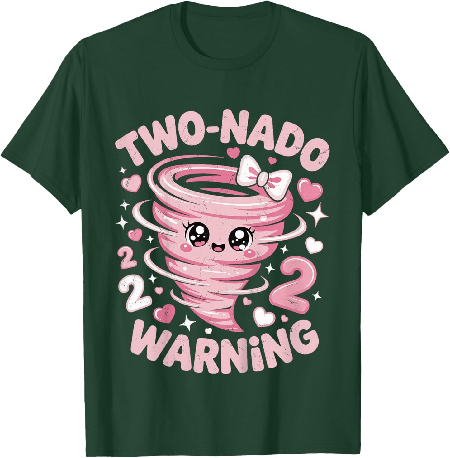 Two Nado Warning Coquette Bow 2nd Birthday 2 Year Old Girls T-Shirt - T-Shirt | Forest