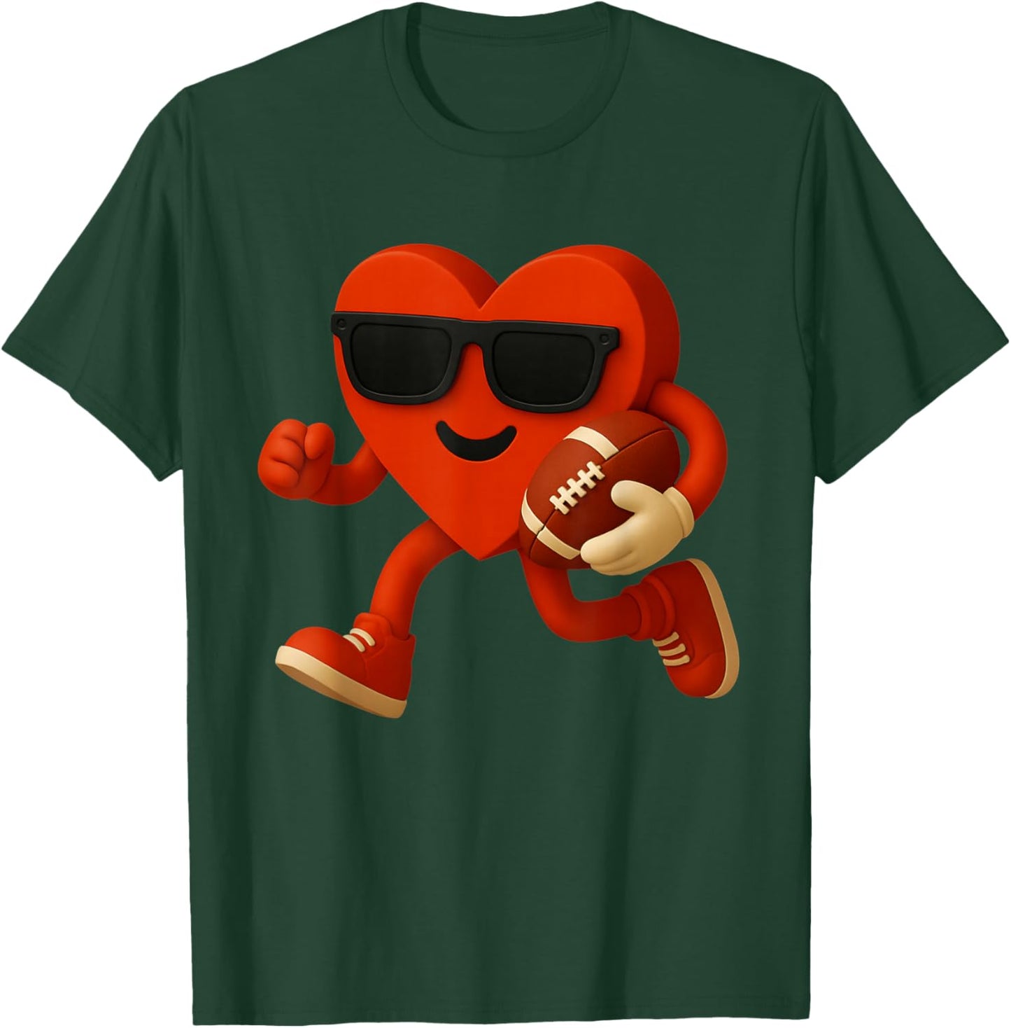 Football Valentines Day Cute Funny Heart Boys Girls Kids T-Shirt - T-Shirt | Forest