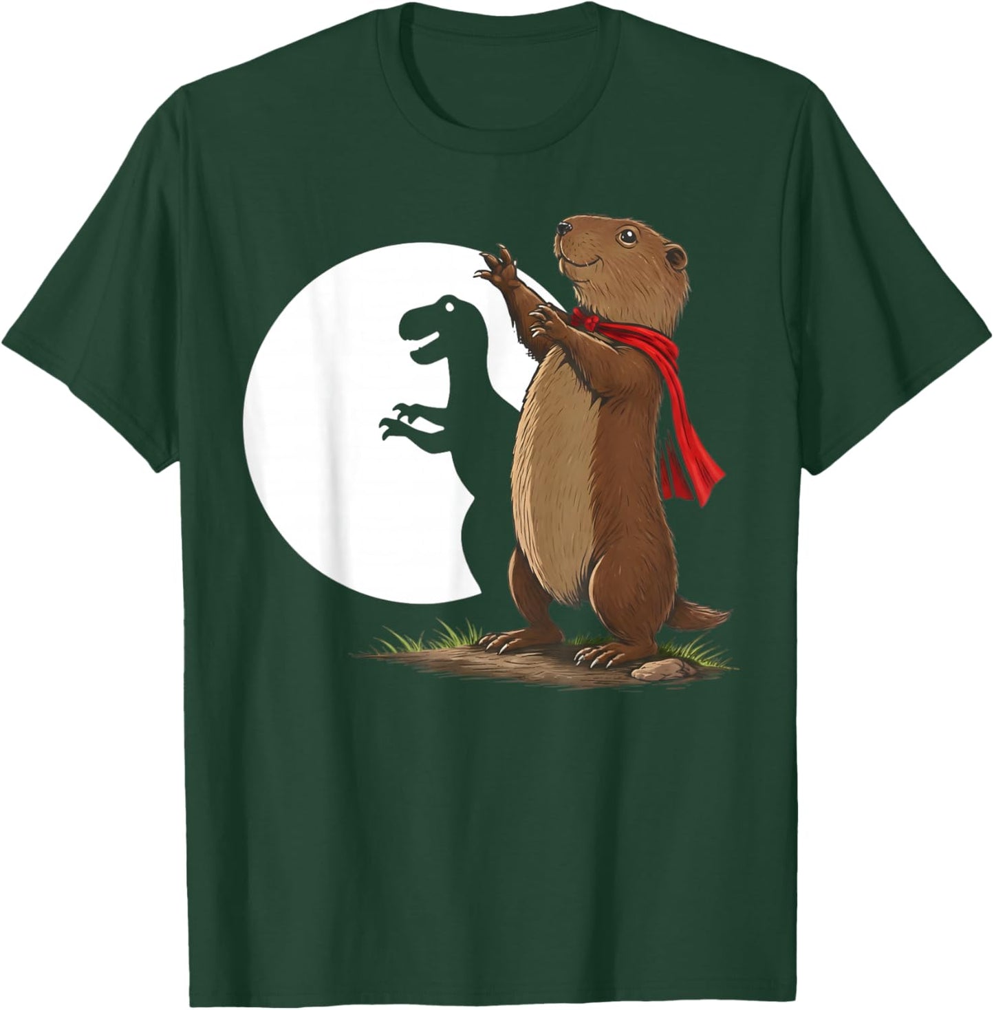 Groundhog Shadow Dinosaur Funny Puppet Happy Groundhog Day T-Shirt - T-Shirt | Forest
