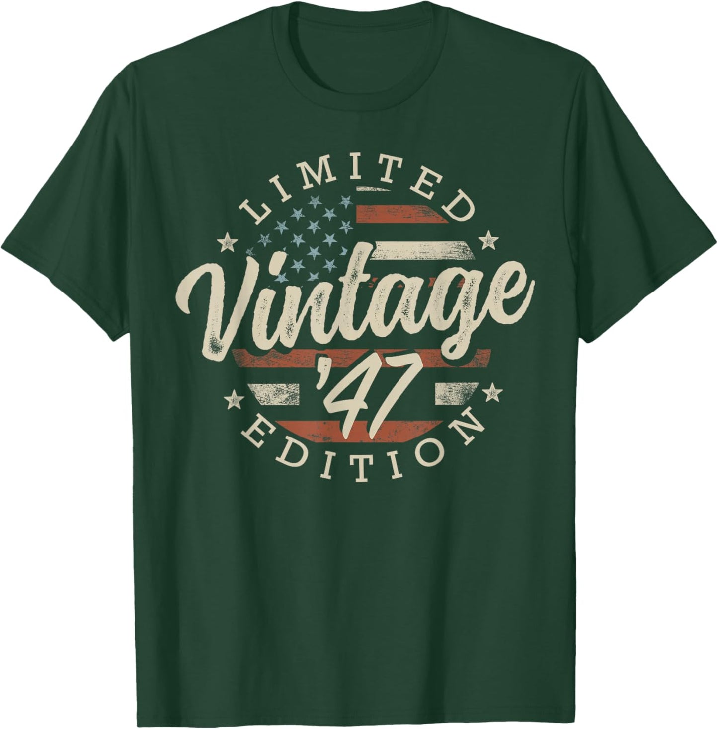 Vintage 1947 Limited Edition USA Flag 78th Birthday T-Shirt - T-Shirt | Forest