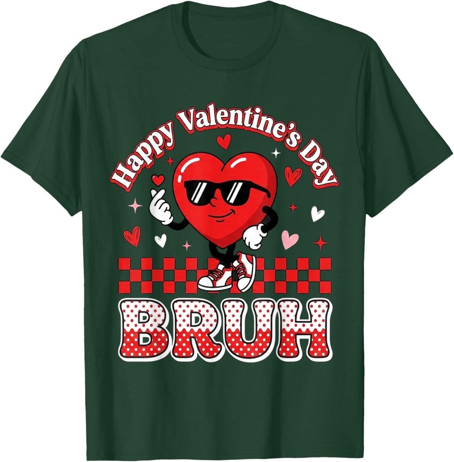 Happy Valentines Bruh Valentine Boys Hearts Kids Men T-Shirt - T-Shirt | Forest