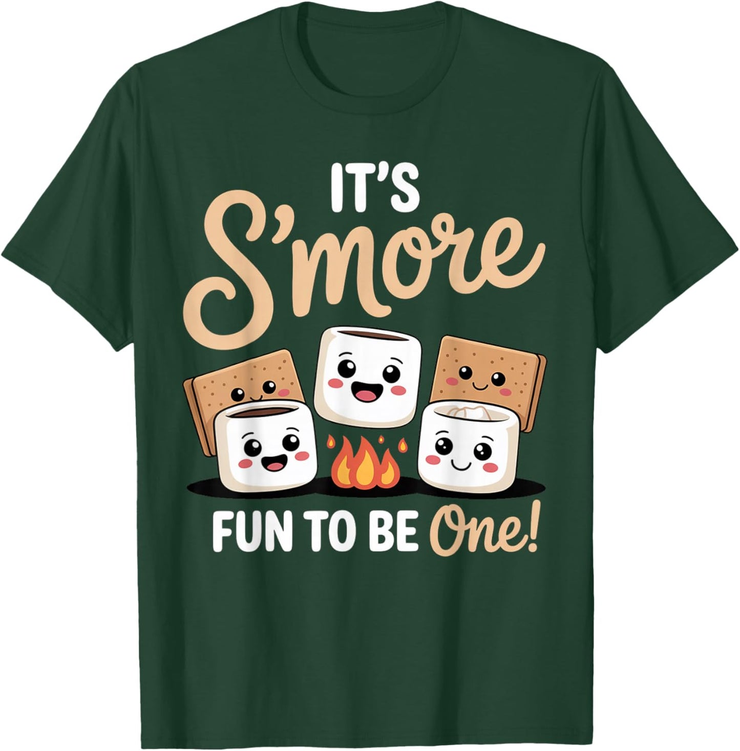 Birthday Campfire Marshmallow It's S'More Fun to Be One 1st T-Shirt - T-Shirt | Forest