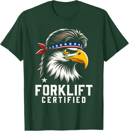 Forklift Certified American Bald Eagle Mullet USA Fork Lift T-Shirt - T-Shirt | Forest