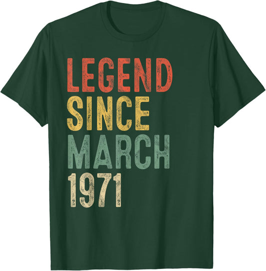Legend March 1971 55th Birthday Men Women 55 Year Old T-Shirt - T-Shirt | Forest