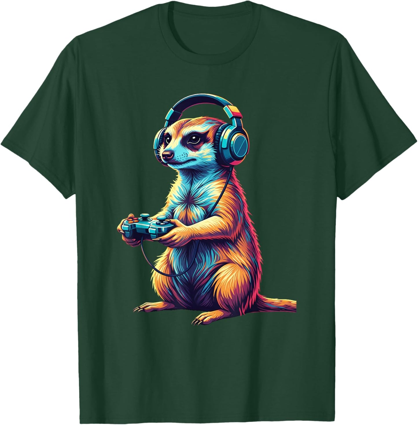 Meerkat Gaming Animal Video Games Funny Meerkat T-Shirt - T-Shirt | Forest