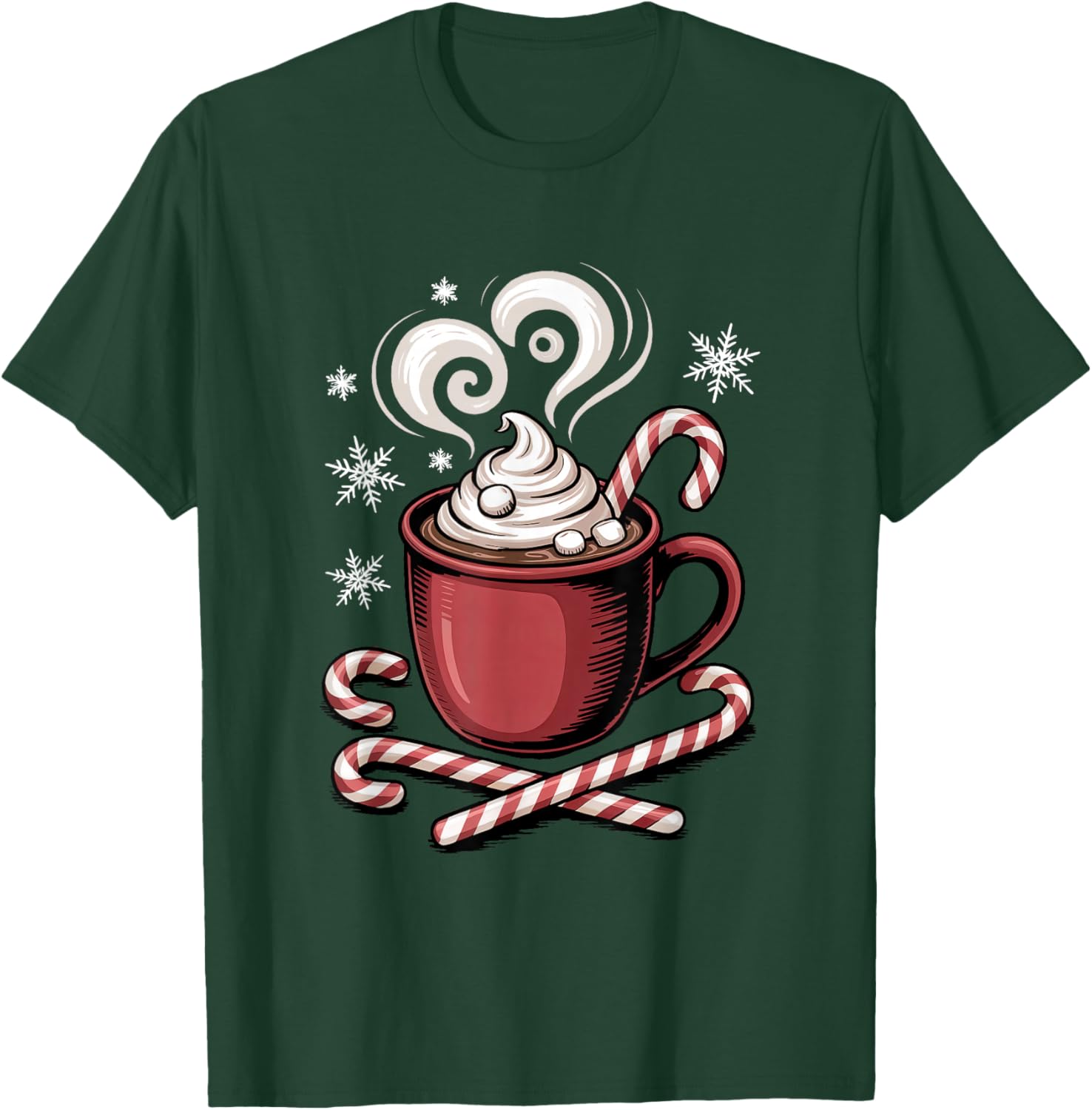 Hot Cocoa Cozy Christmas Candy Cane Lover Hot Chocolate T-Shirt - T-Shirt | Forest