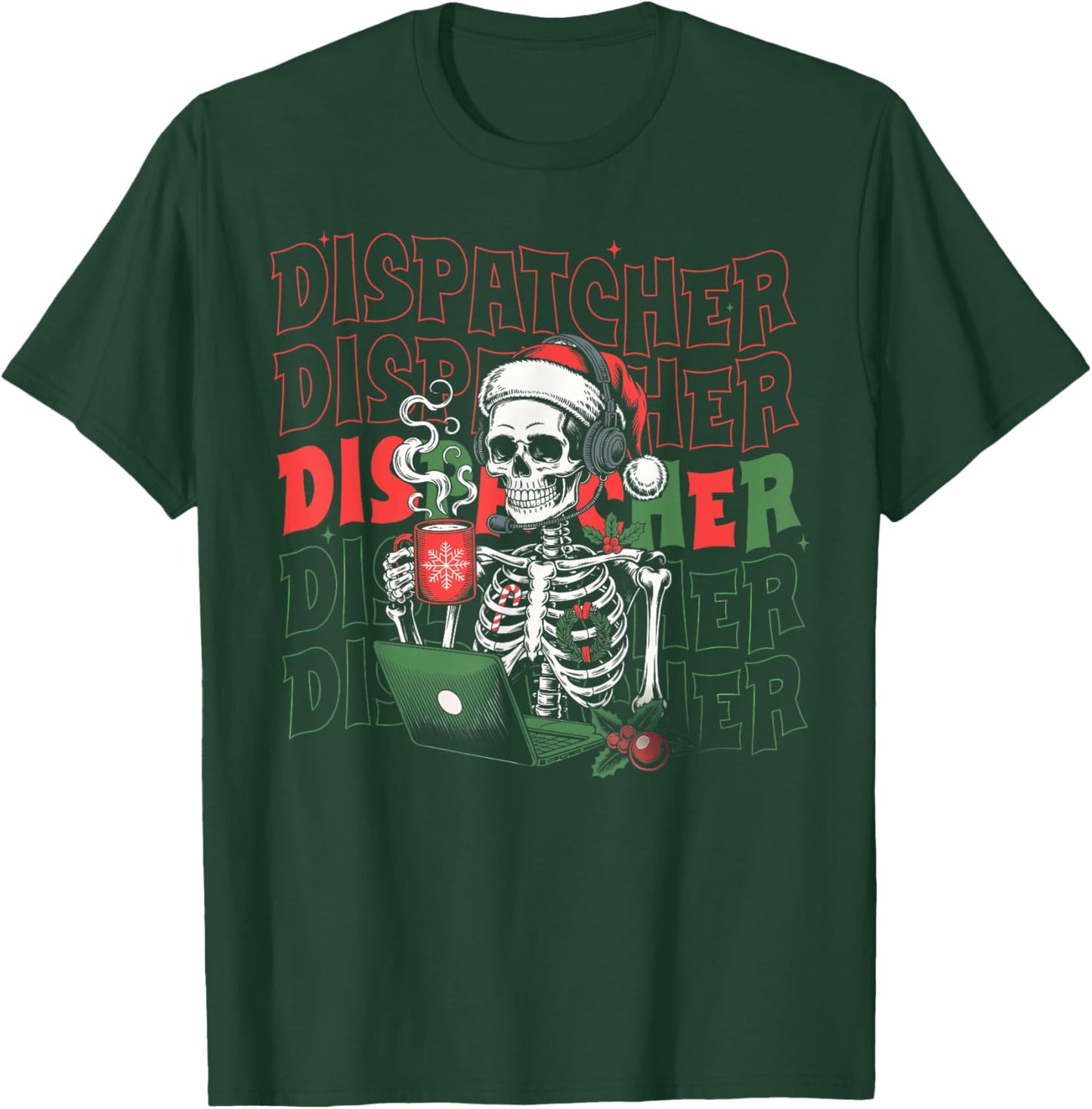 Groovy Skeleton 911 Dispatcher Christmas What Your Emergency T-Shirt - T-Shirt | Forest