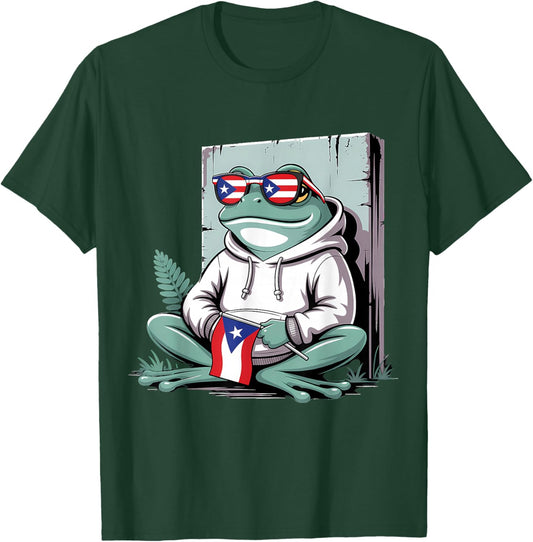 Coqui Frog Puerto Rico Taino Puerto Rican Flag Boricua T-Shirt - T-Shirt | Forest