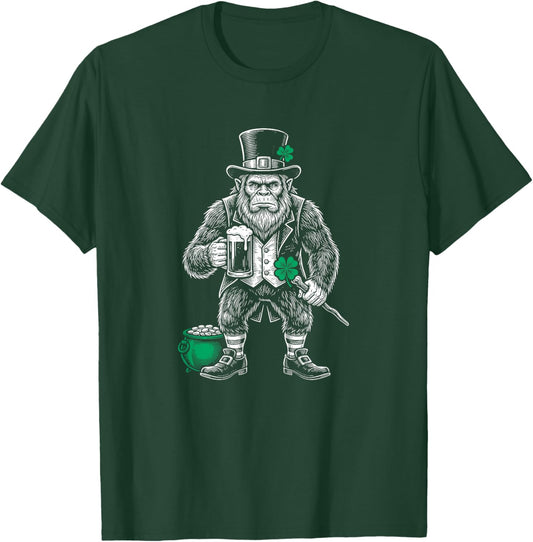 Funny Bigfoot Leprechaun St Patricks Day Drinking Sasquatch T-Shirt - T-Shirt | Forest