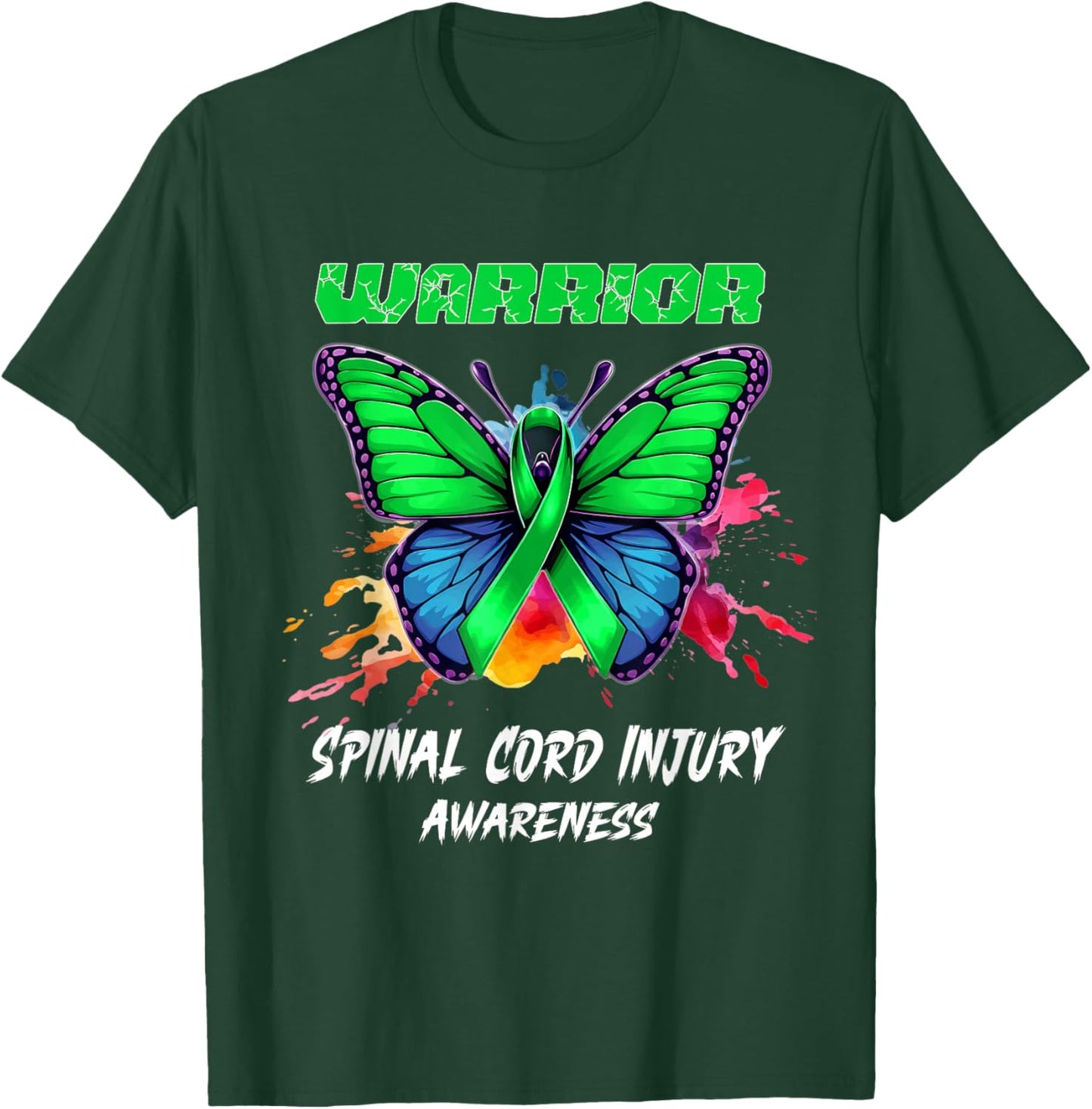Colorful Butterfly Spinal Cord Injury Awareness T-Shirt - T-Shirt | Forest