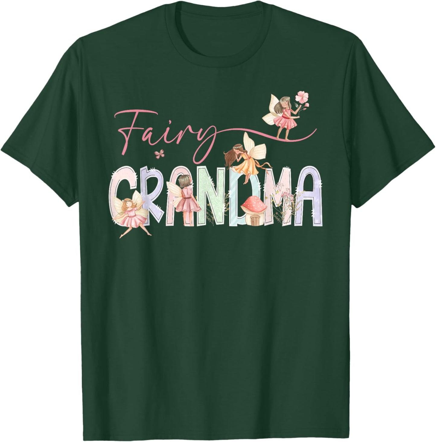 Fairy Grandma Magical Floral Birthday Girl Fairytale Family T-Shirt - T-Shirt | Forest