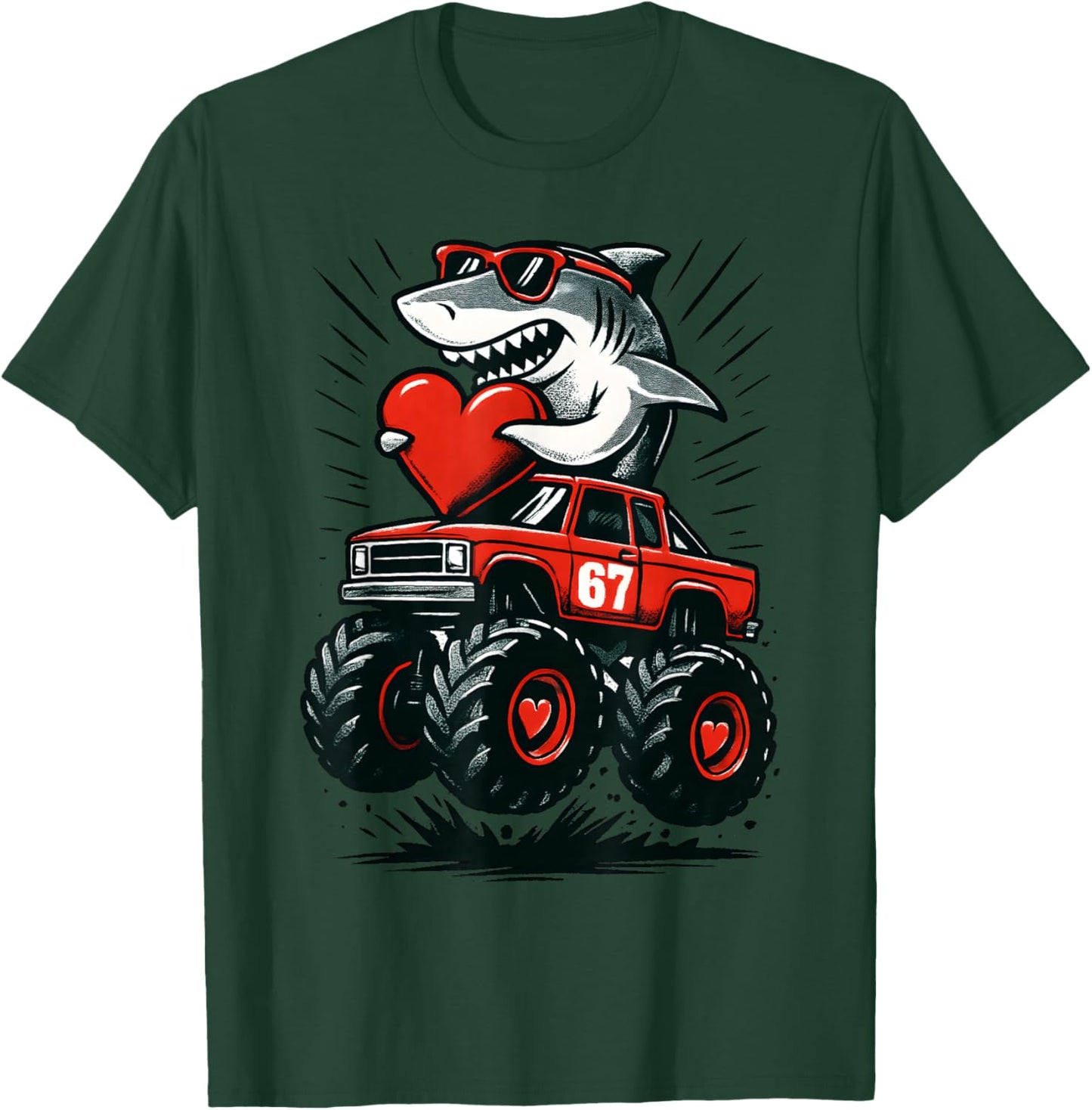 Valentines Day 6 7 Sharks 67 Meme Truck Funny 6-7 Boys T-Shirt - T-Shirt | Forest