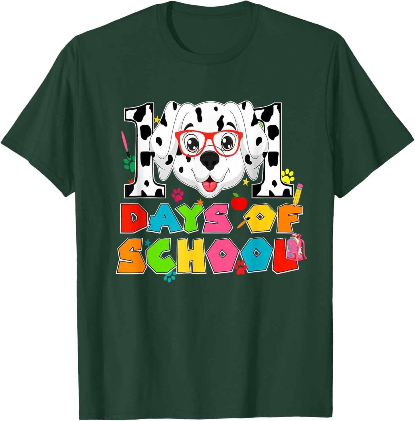 100 Days School Dabbing Dalmatian Dog Teachers Kids Teen T-Shirt - T-Shirt | Forest