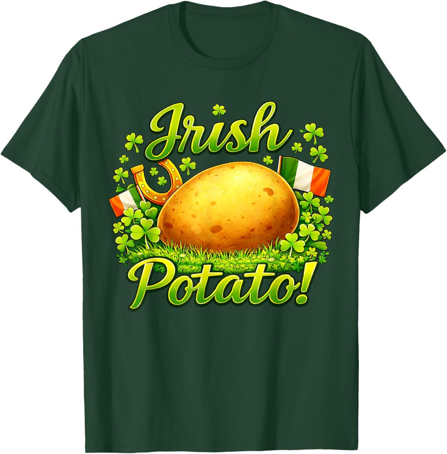 Irish Potato Shamrock Lucky Clover St. Patrick's Day T-Shirt - T-Shirt | Forest