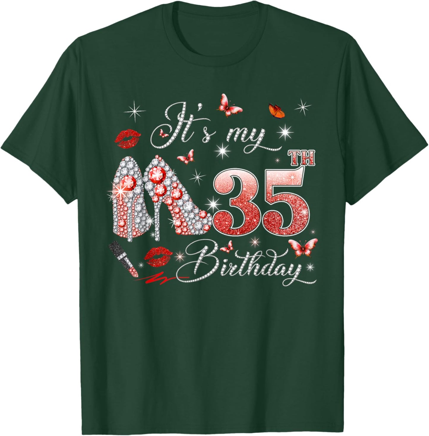 It’s My 35th Birthday Pink 35 Years Old Birthday Queen Party T-Shirt - T-Shirt | Forest