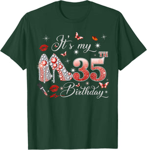 It’s My 35th Birthday Pink 35 Years Old Birthday Queen Party T-Shirt - T-Shirt | Forest