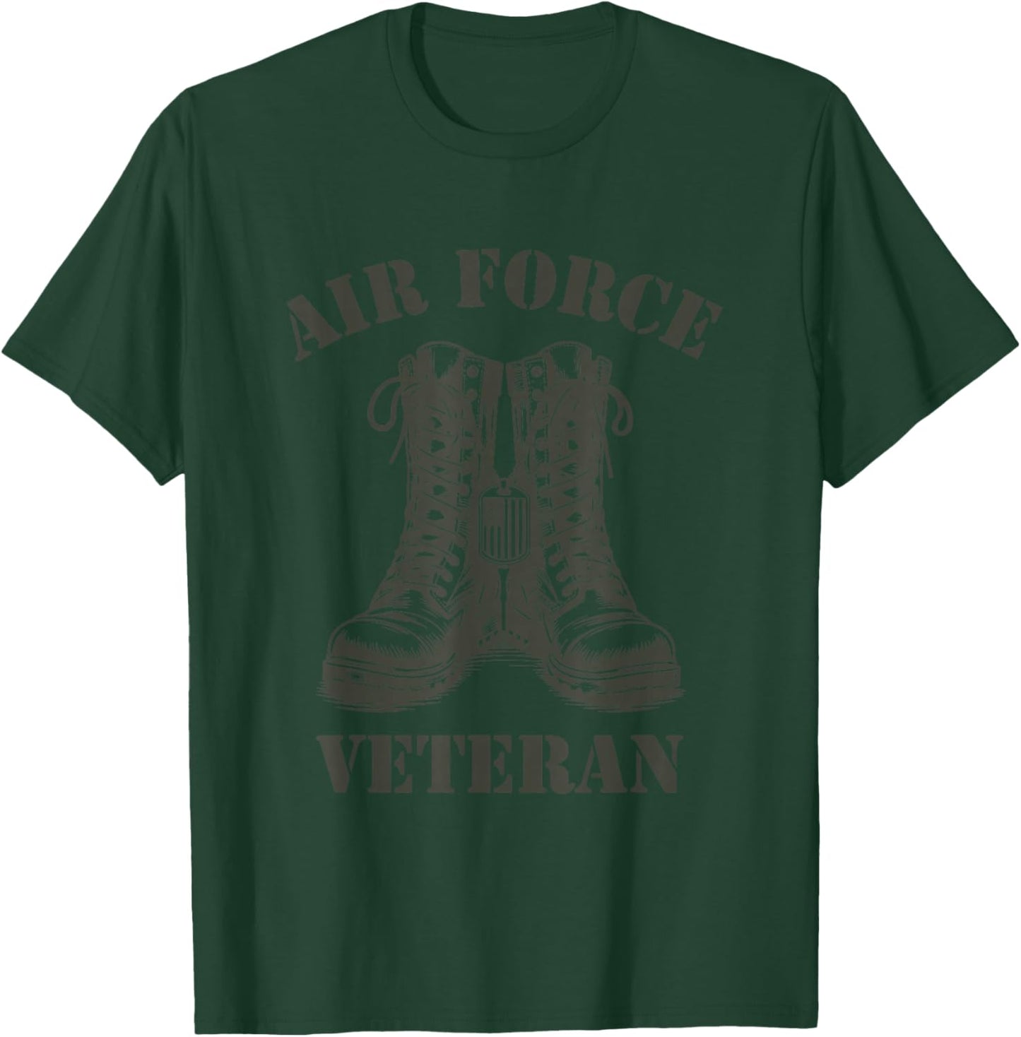 Air Force Veteran Military Combat Boots USAF Veterans T-Shirt - T-Shirt | Forest