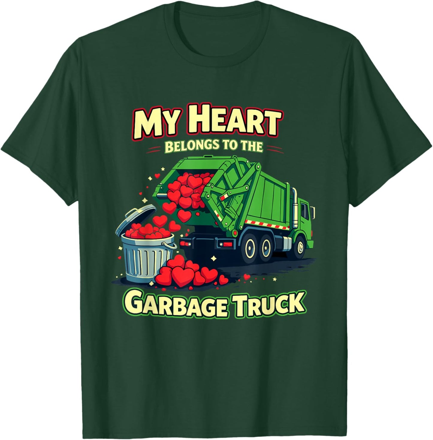 My Heart Belongs to The Garbage Truck Boys Trash Truck T-Shirt - T-Shirt | Forest