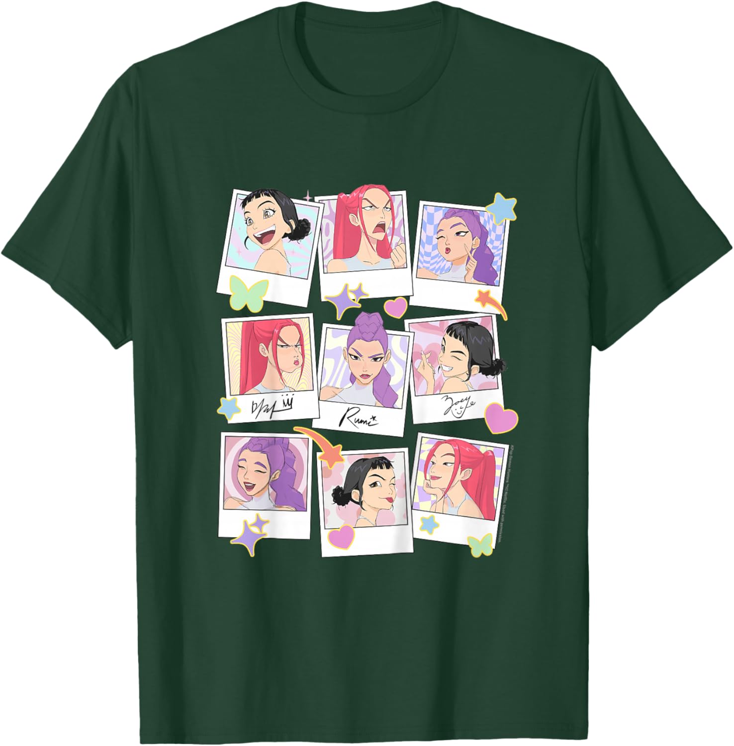 Kpop Demon Hunters Halloween Huntrix Polaroid Frames T-Shirt - T-Shirt | Forest