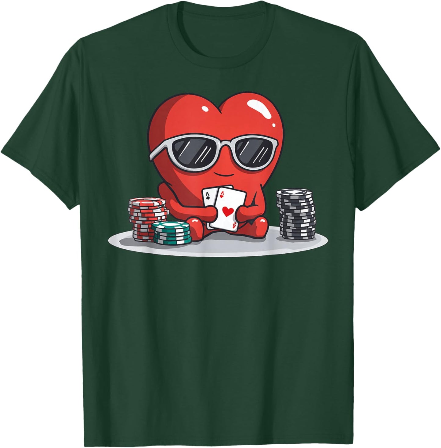 Poker Heart Player Casino Gambling Valentine's Day T-Shirt - T-Shirt | Forest