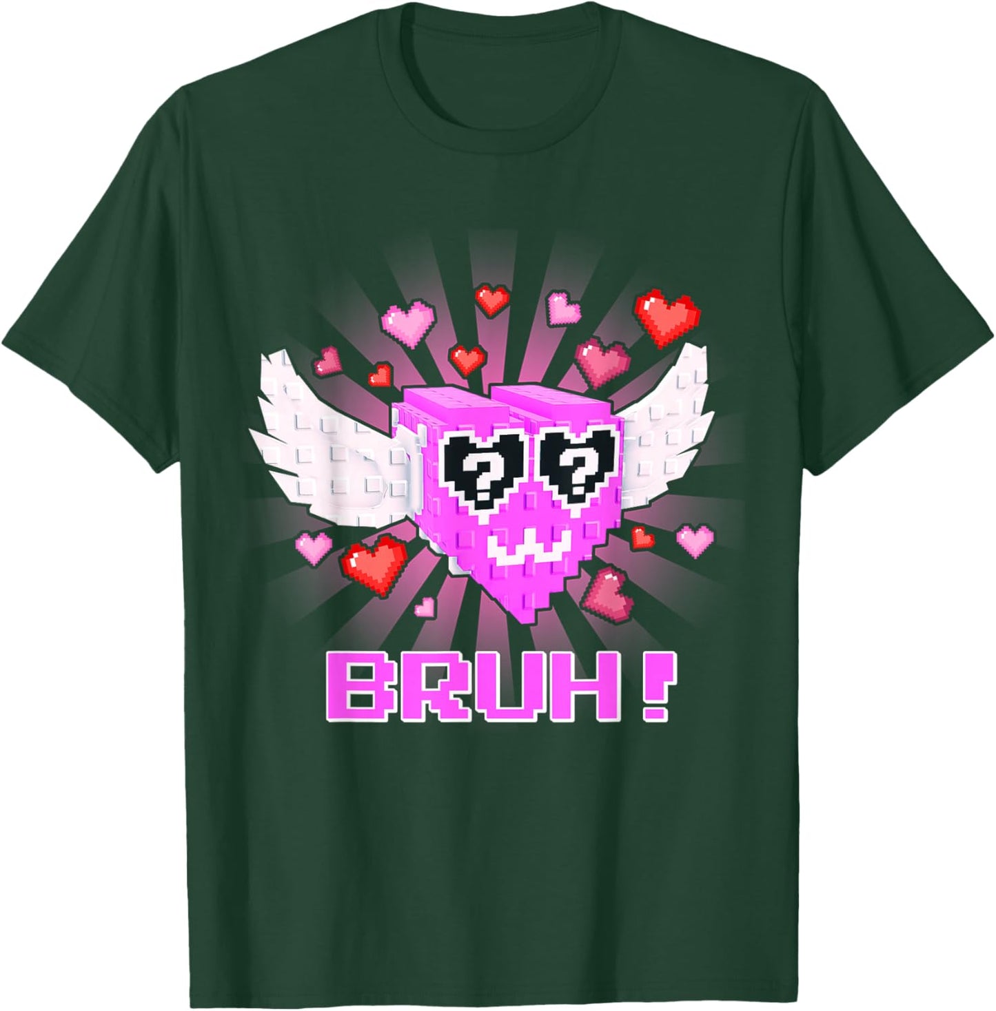 Bruh Funny Valentines Lucky Block Brainrot Gaming T-Shirt - T-Shirt | Forest