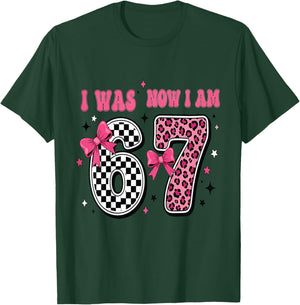 7 Year Old Birthday Girl I was 6 Now I'm 7 67 7th Birthday T-Shirt - T-Shirt | Forest