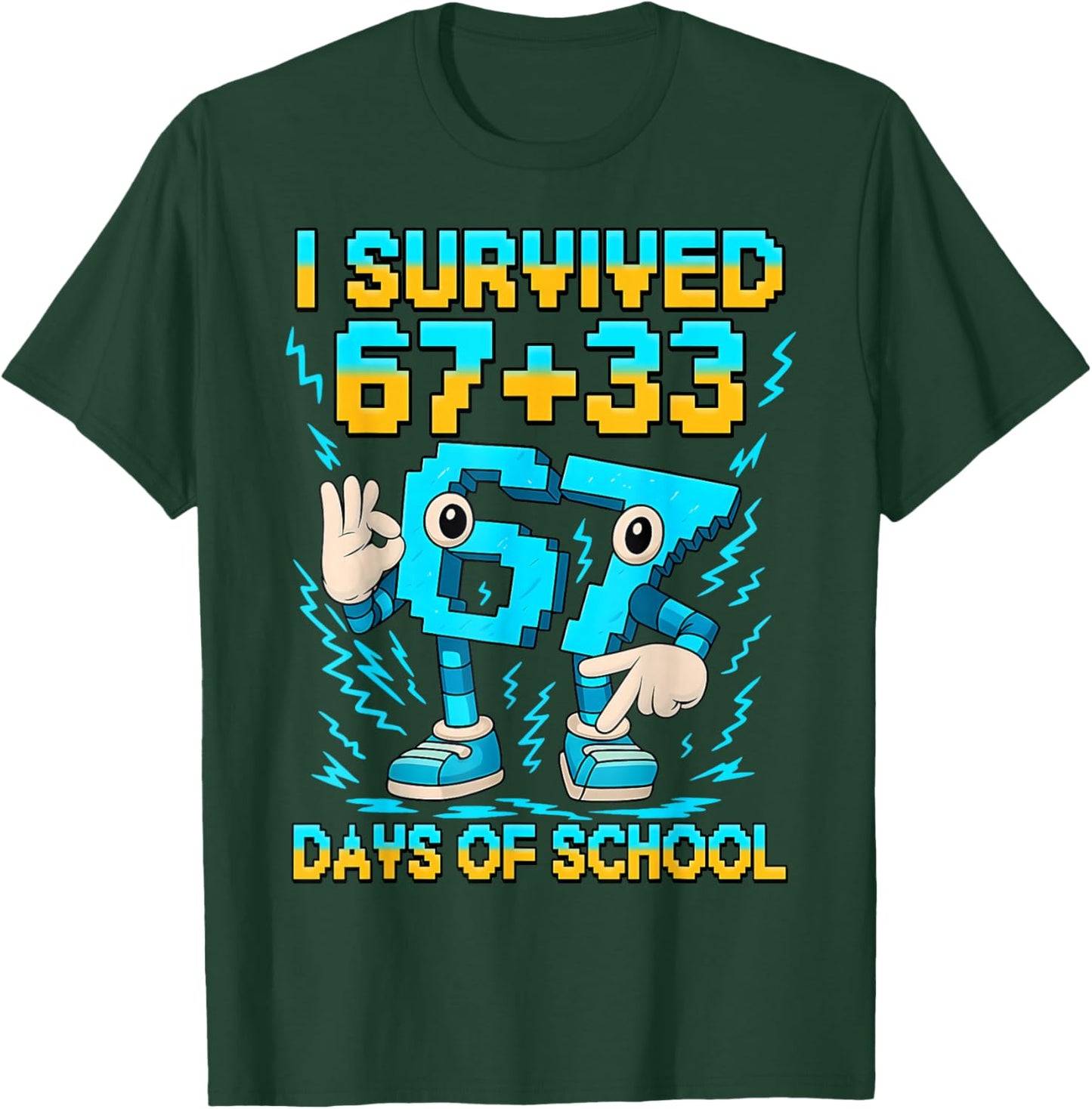 I Survived 100 Days of School 67 Italian Brainrot Kids Meme T-Shirt - T-Shirt | Forest