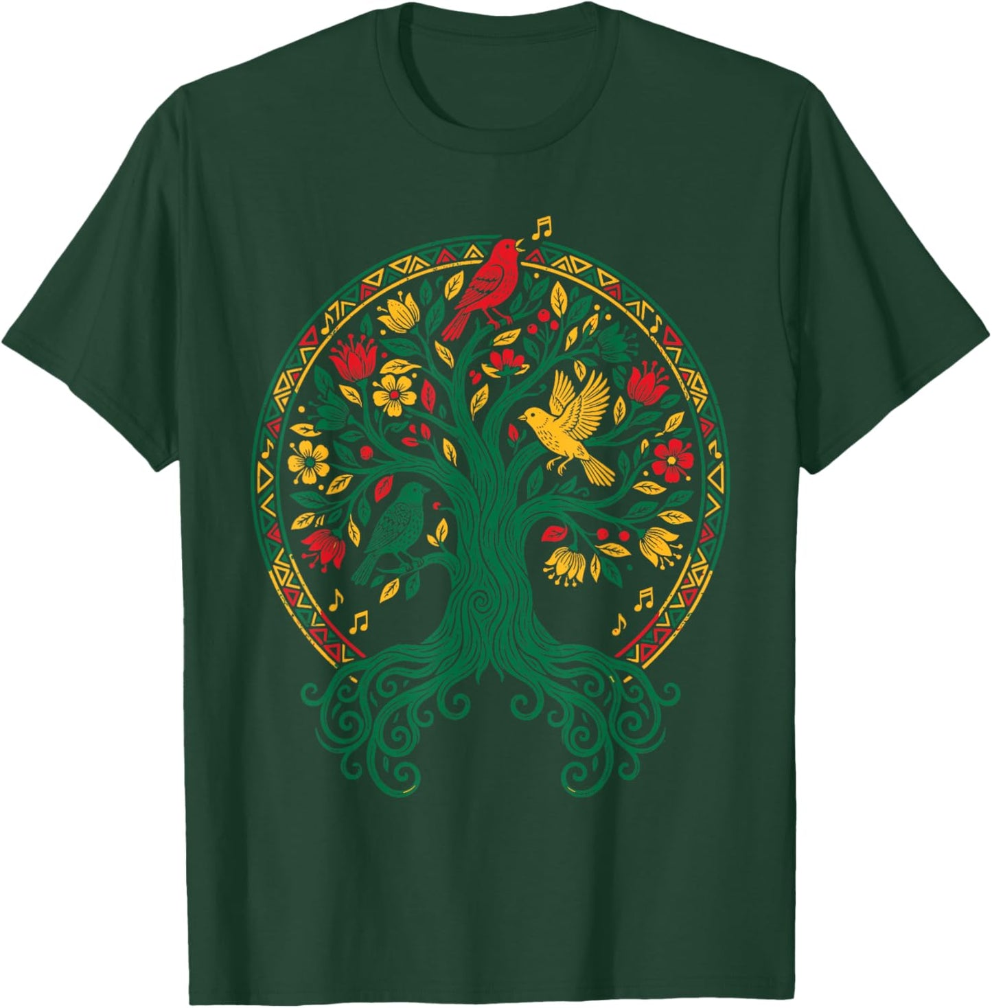 Reggae Tree Life Rasta Roots Singing Birds Music T-Shirt - T-Shirt | Forest