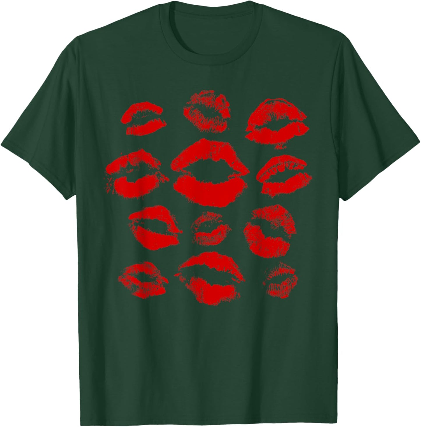 Kissing Red Lipstick Lips Happy Valentines Women Girls T-Shirt - T-Shirt | Forest
