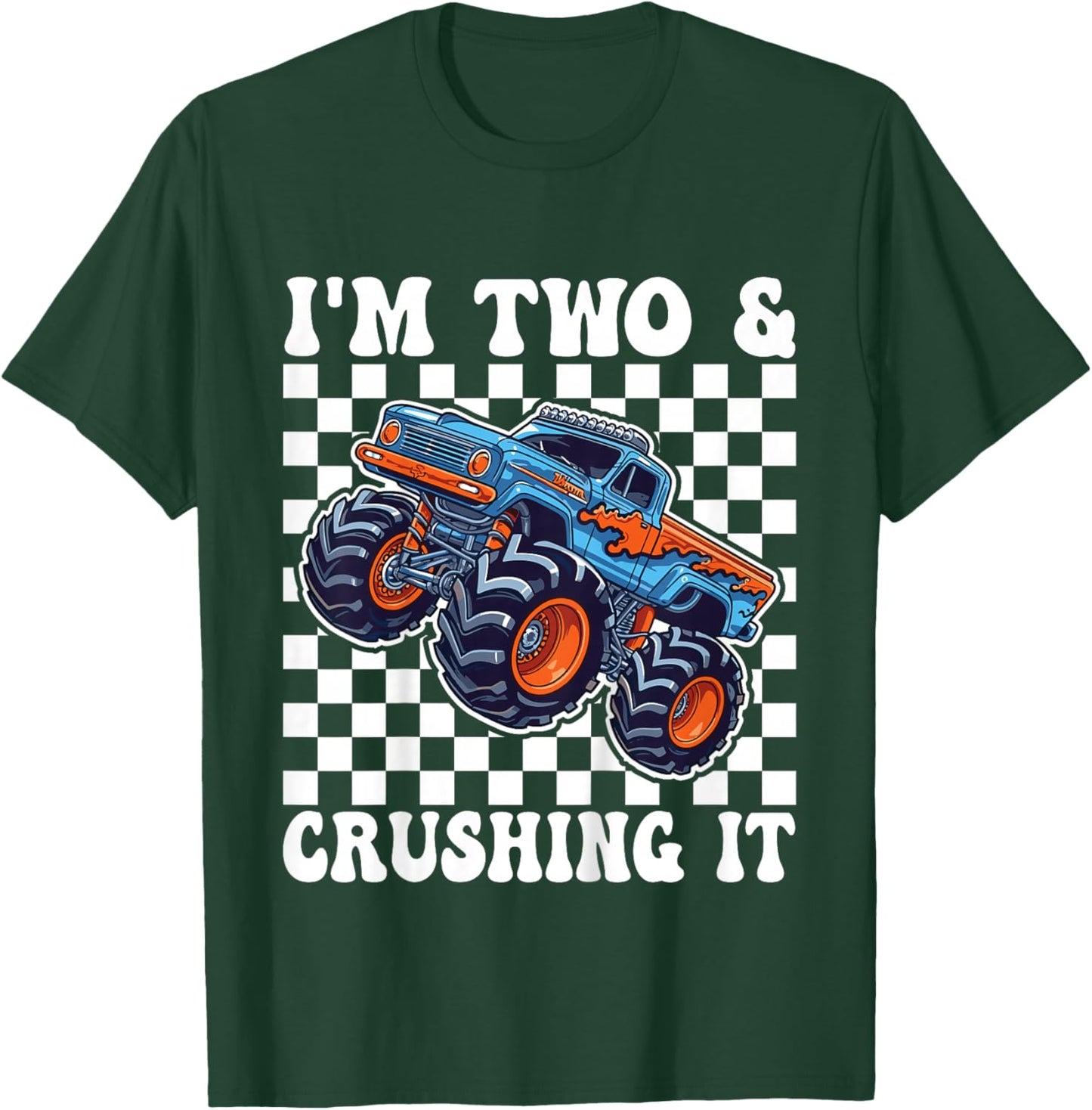 Birthday Monster Truck 2 Year Old Boys 2nd Birthday Party T-Shirt - T-Shirt | Forest