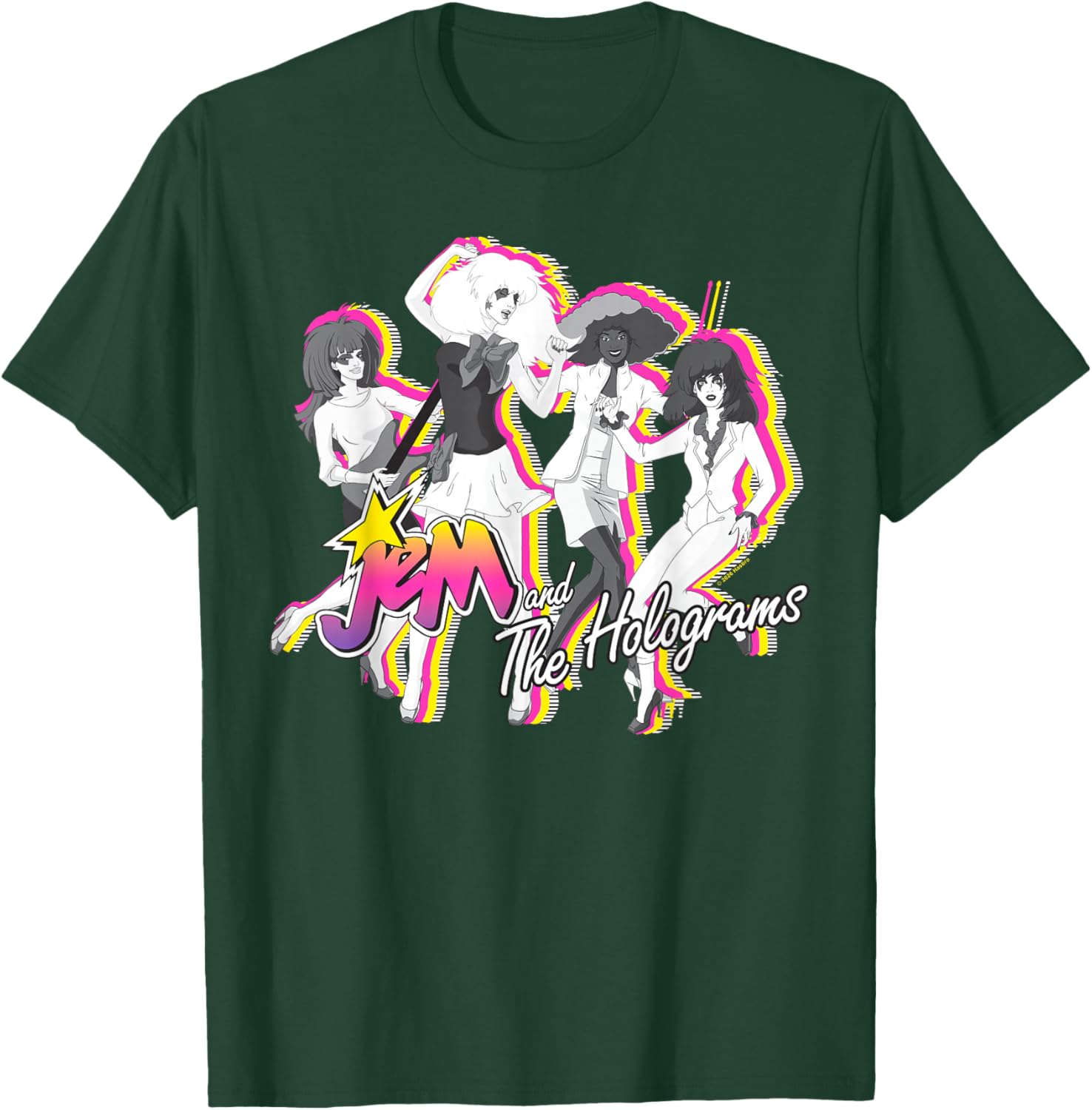 Jem and The Holograms Full Band Colorful Layered Silhouettes T-Shirt - T-Shirt | Forest
