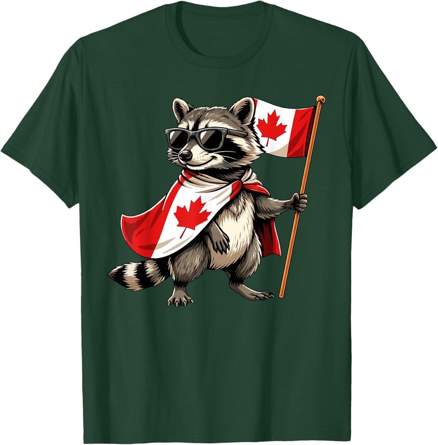 Proud Canadian Raccoon Men Women Kids Funny Canada T-Shirt - T-Shirt | Forest