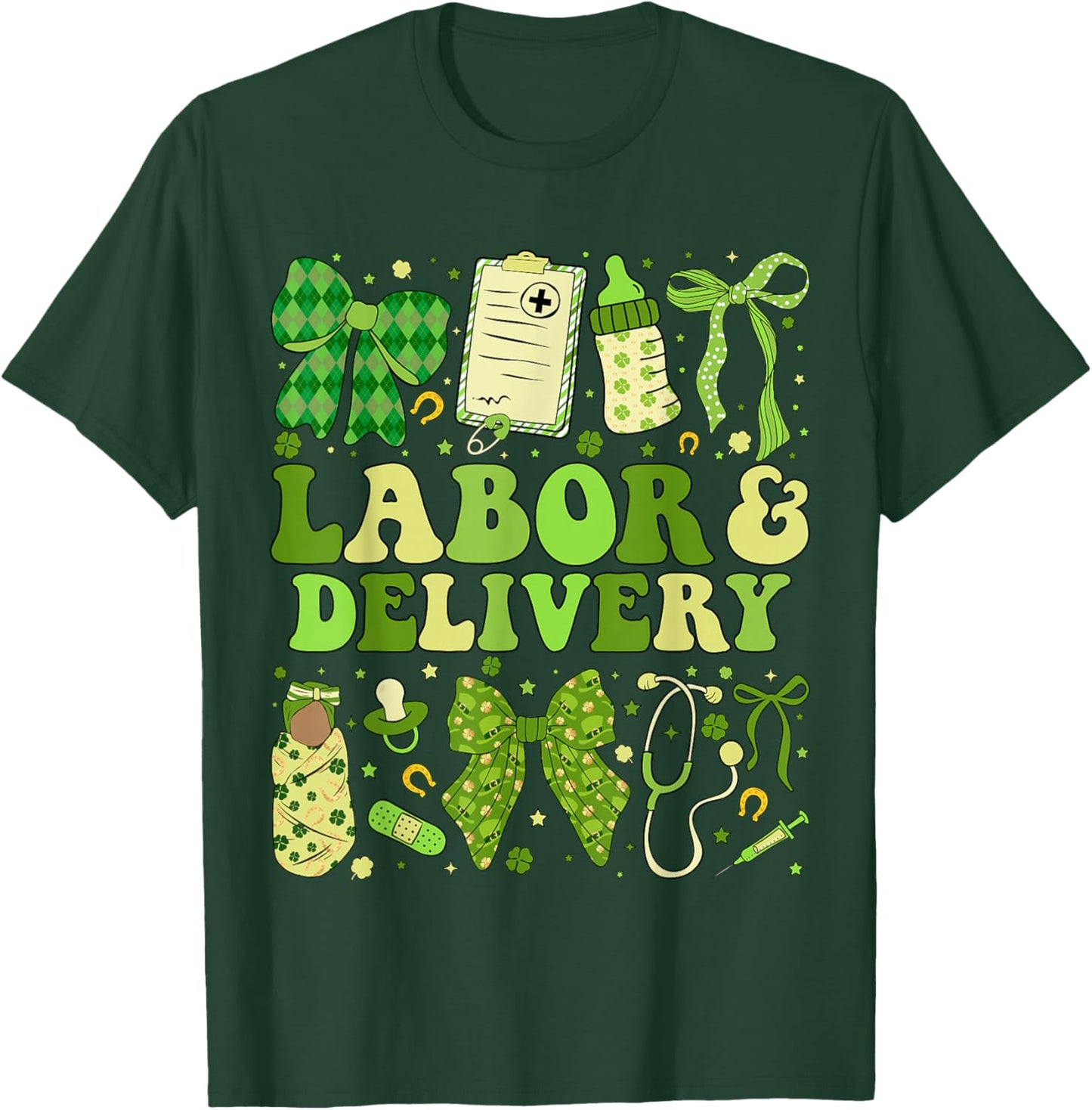 St Patricks Labor and Delivery Nurse Coquette L&D Patrick’s T-Shirt - T-Shirt | Forest