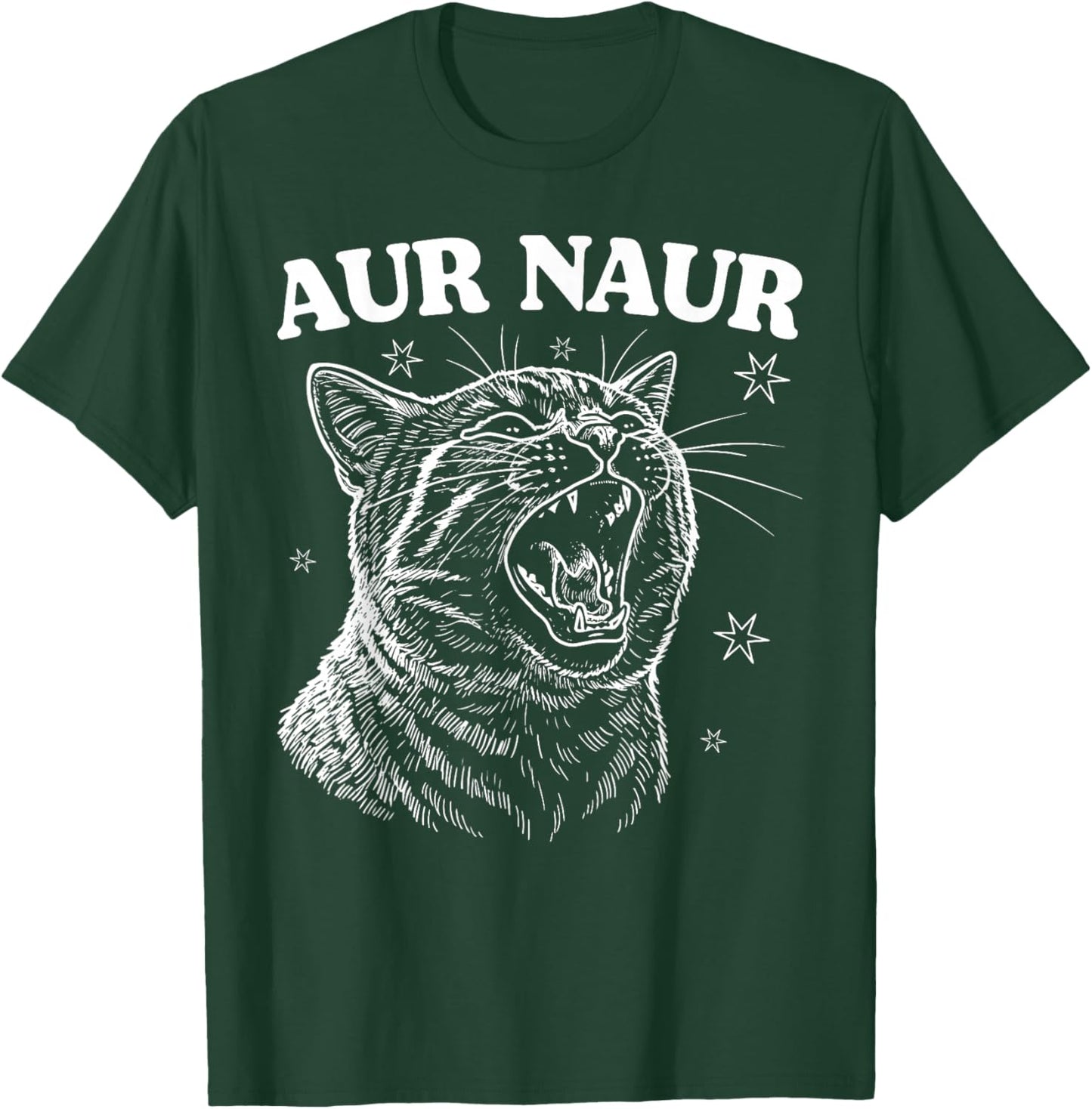 AUR Naur Cat Retro Funny Oh No Surprised Cat Animal Lover T-Shirt - T-Shirt | Forest