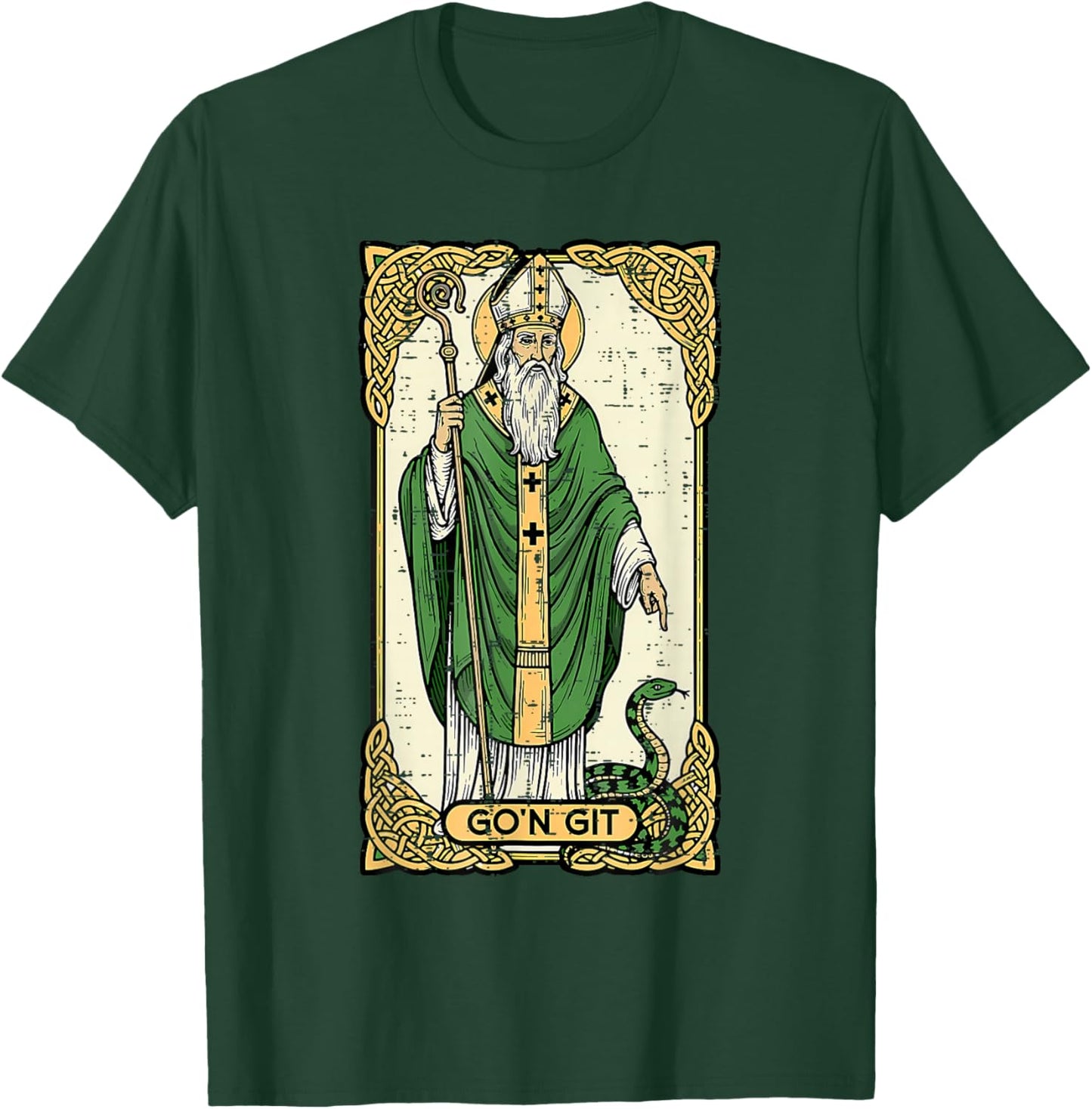 St Patrick Snake Gon Git Card Saint Pattys Men Women Kids T-Shirt - T-Shirt | Forest