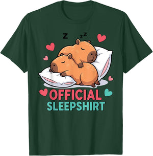 Cute Capybara Official Sleepshirt Cozy Sleep Valentine's Day T-Shirt - T-Shirt | Forest