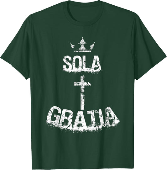 Sola Gratia Reformation Christian Faith Design T-Shirt - T-Shirt | Forest