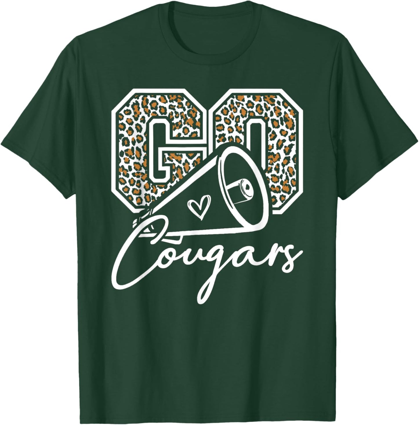 Go Cheer Cougars High School Spirit Fan Team Back to School T-Shirt - T-Shirt | Forest