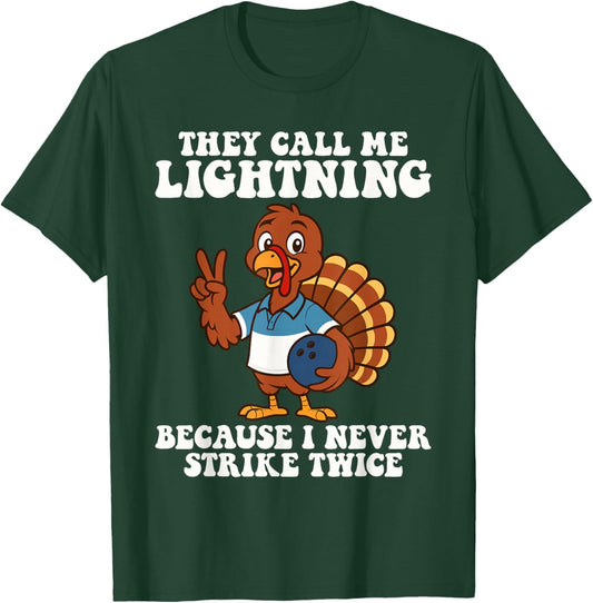 Funny Bowler Thanksgiving Humor Turkey Holiday Bowling Lover T-Shirt - T-Shirt | Forest