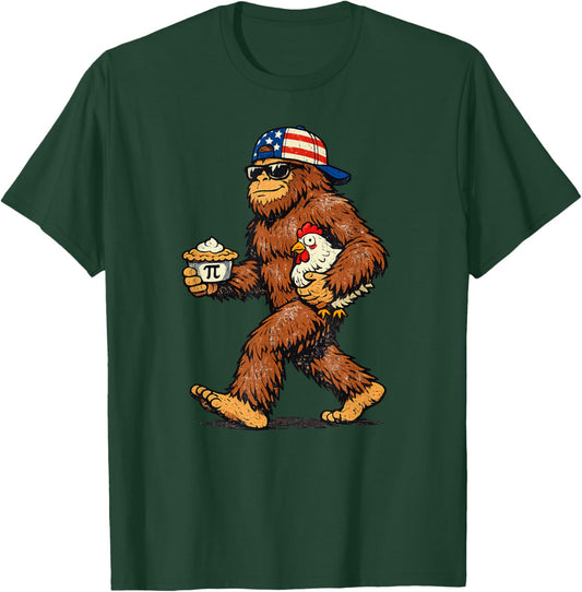 Sasquatch Chicken Pie Funny Pi Day T-Shirt - T-Shirt | Forest