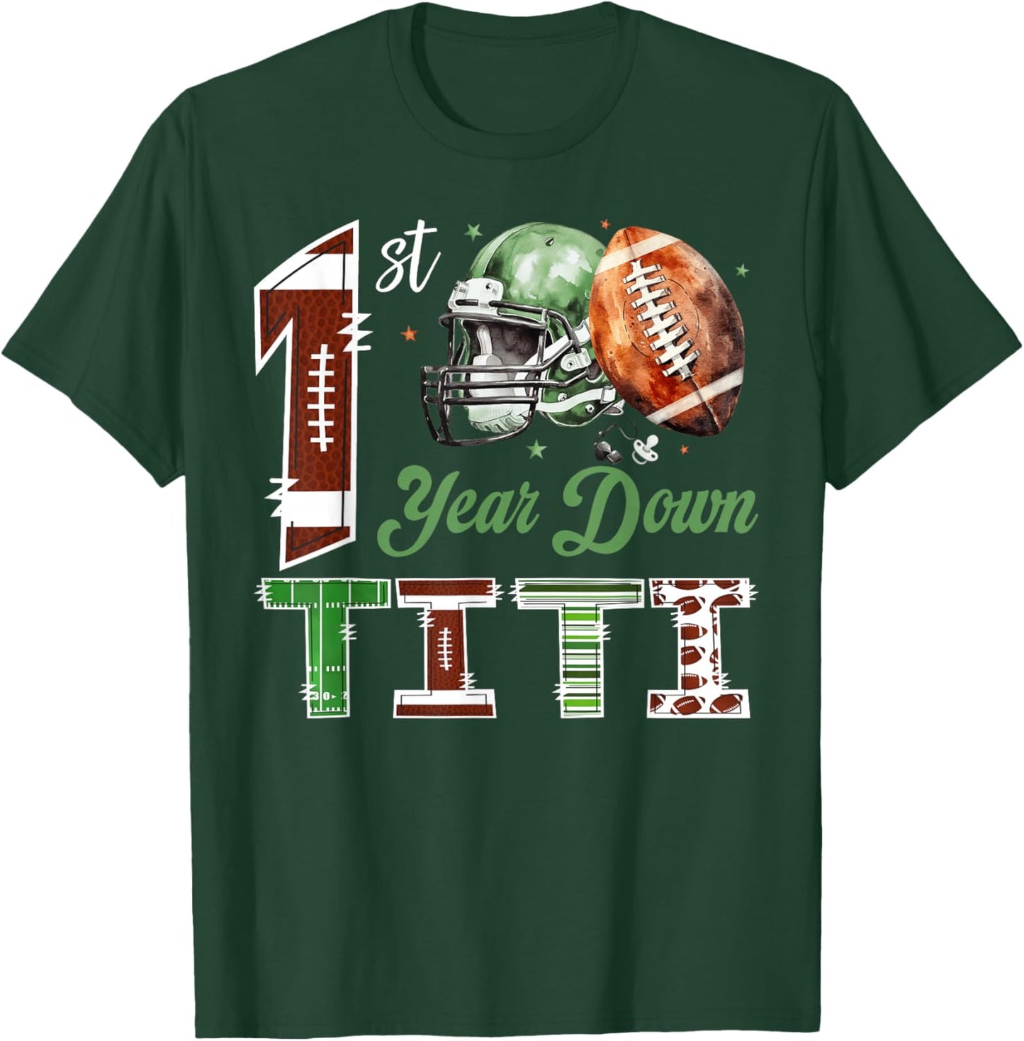 Titi of The 1 Year Old Football 1st Birthday Boy Party T-Shirt - T-Shirt | Forest